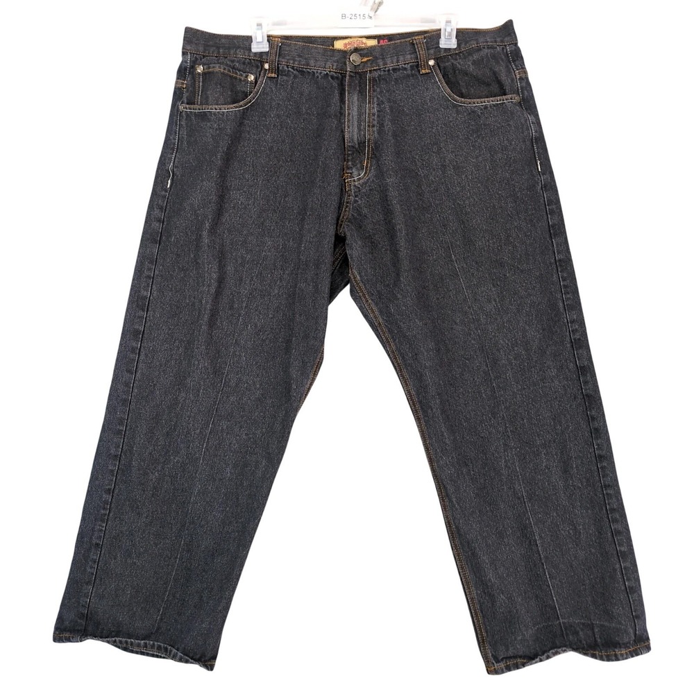 Urban Label Black Denim Baggy Jeans Mens 46x31 Straight Y2K Streetwear Casual